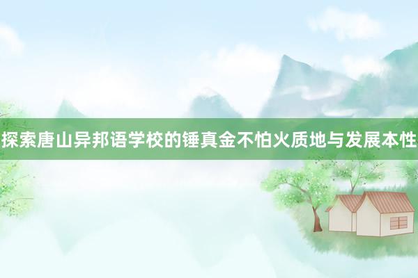 探索唐山异邦语学校的锤真金不怕火质地与发展本性